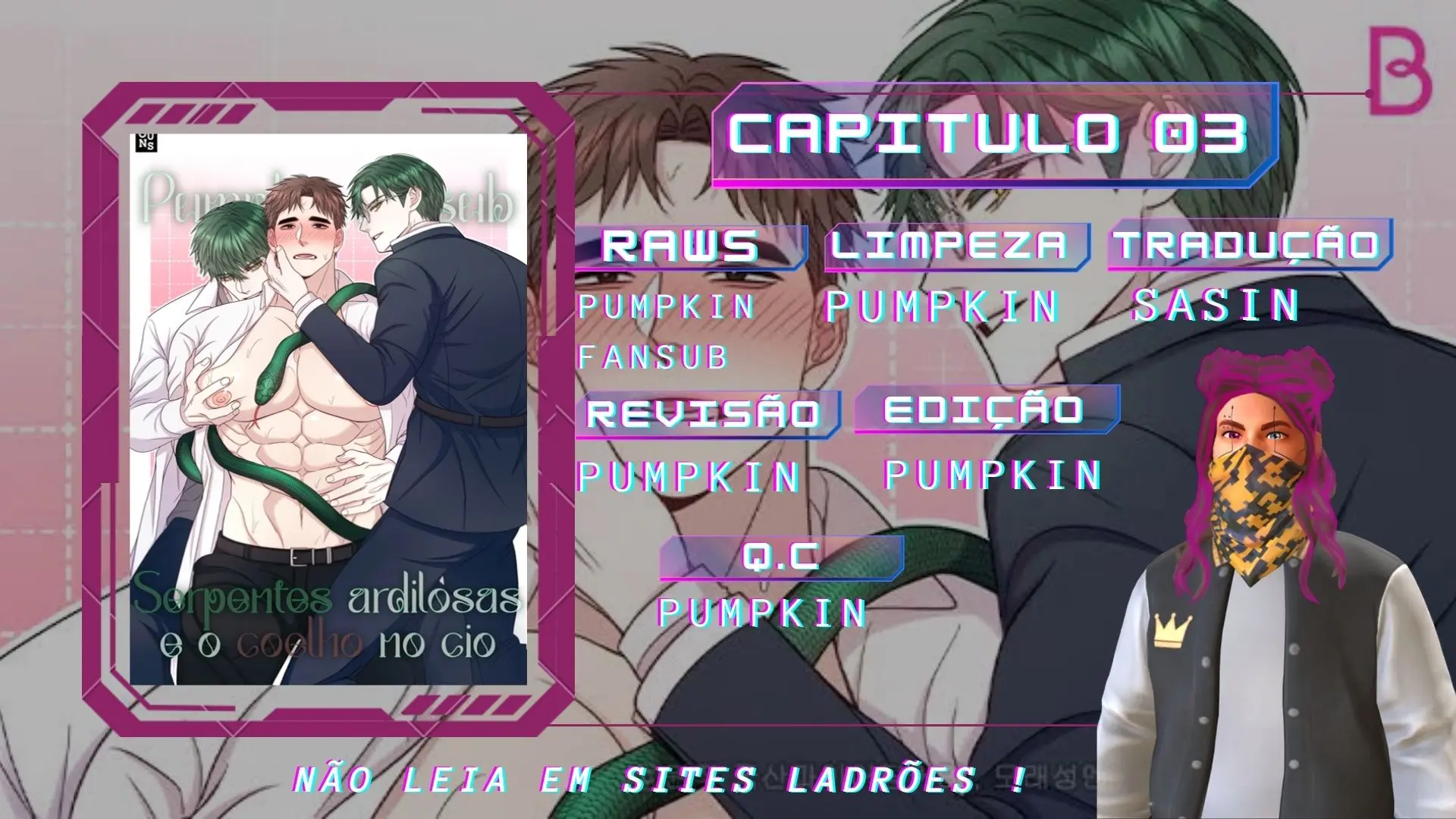 Serpentes ardilosas e o coelho no cio – Capítulo 03 Yaoi – Página 1